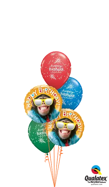 Birthday Smilin' Chimp Foil Balloon qualatex