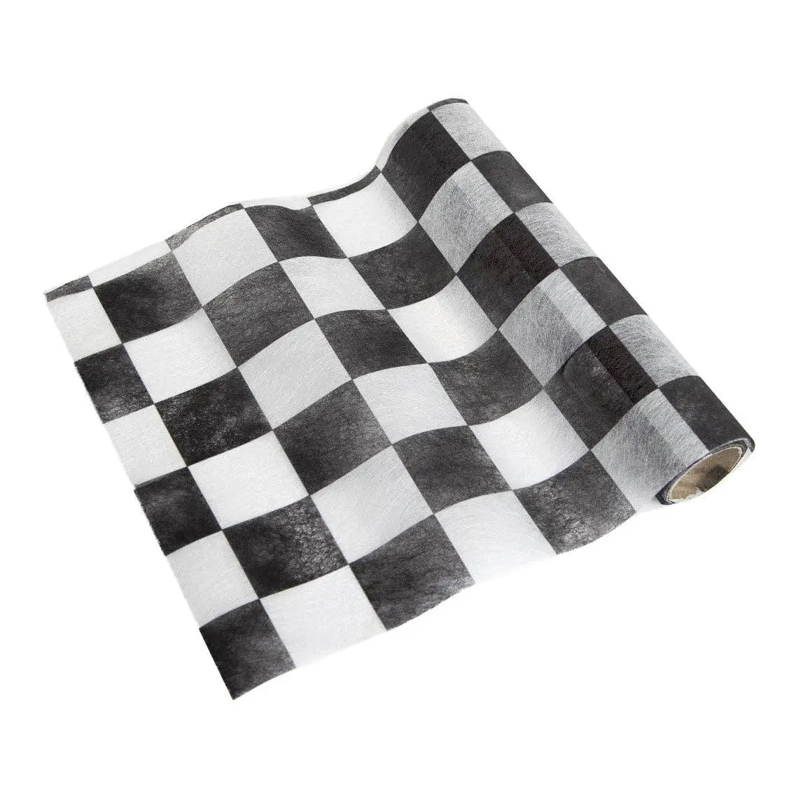 Black and White Checker Fabric Table Runner - 4m Talking Tables
