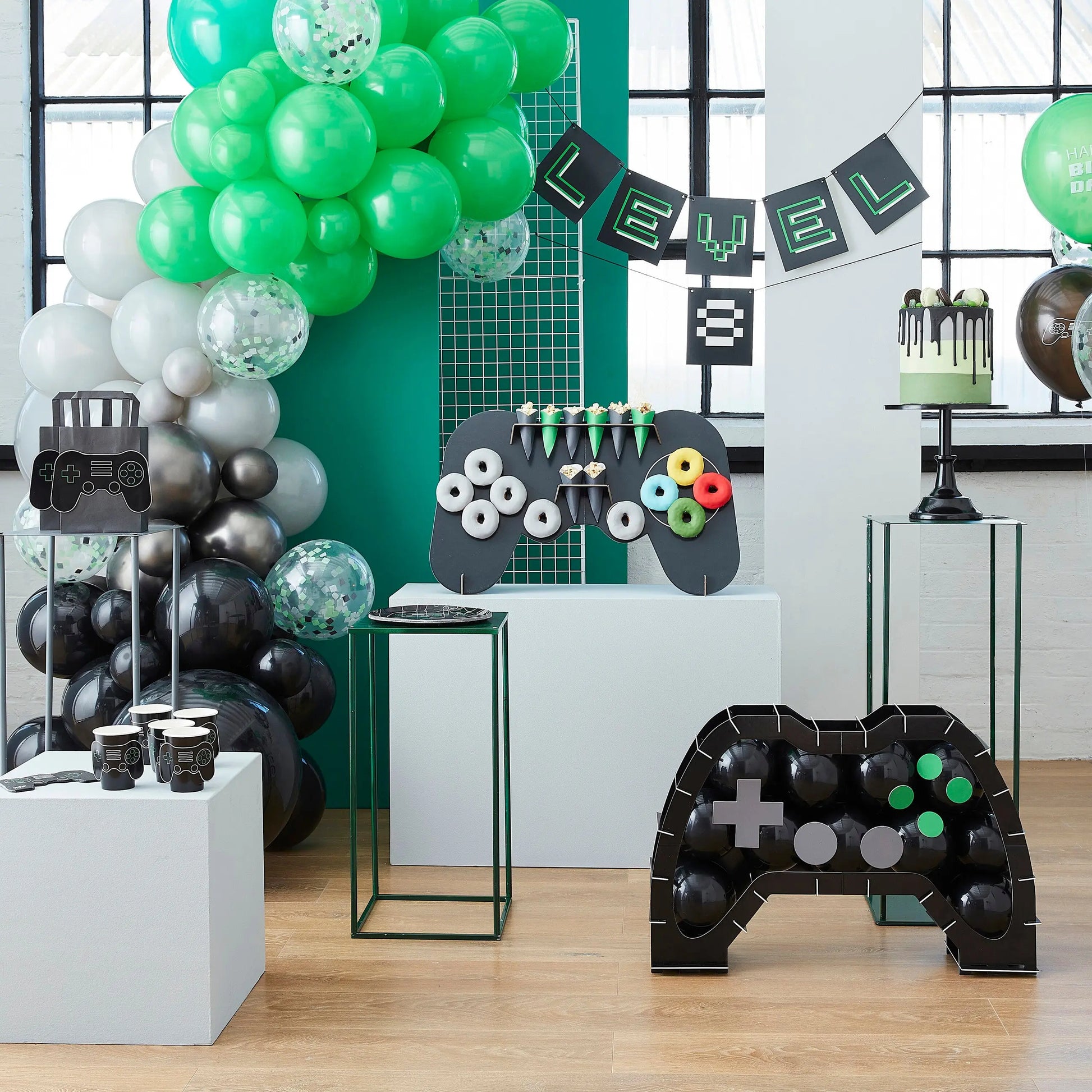 Black, Green and Grey Controller Confetti Balloon Bundle Ginger Ray