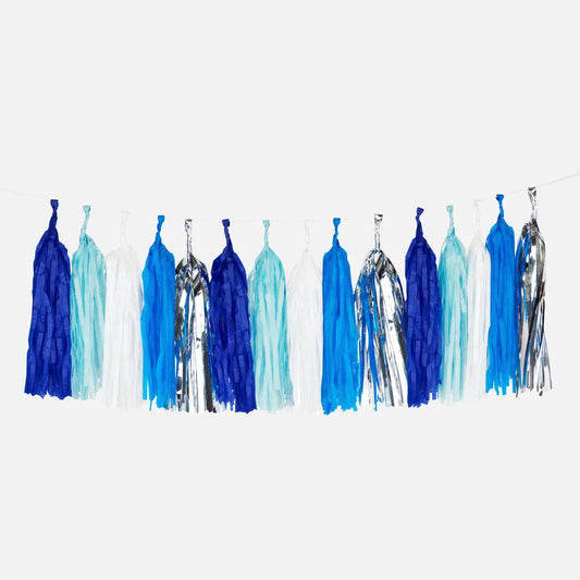 Blue - Silver Tassel Garland thepartyville