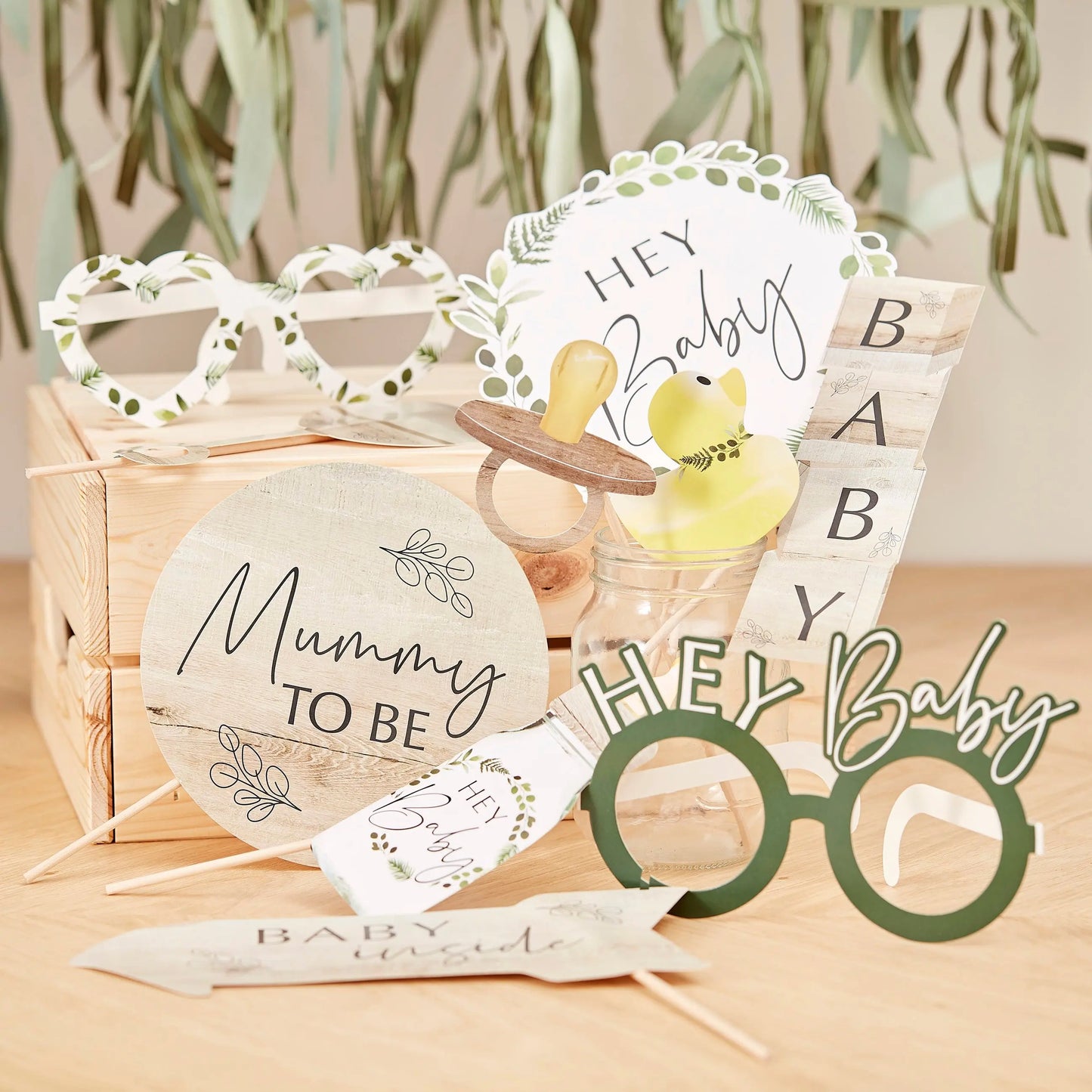 Botanical Baby Shower Photo Booth Props Ginger Ray