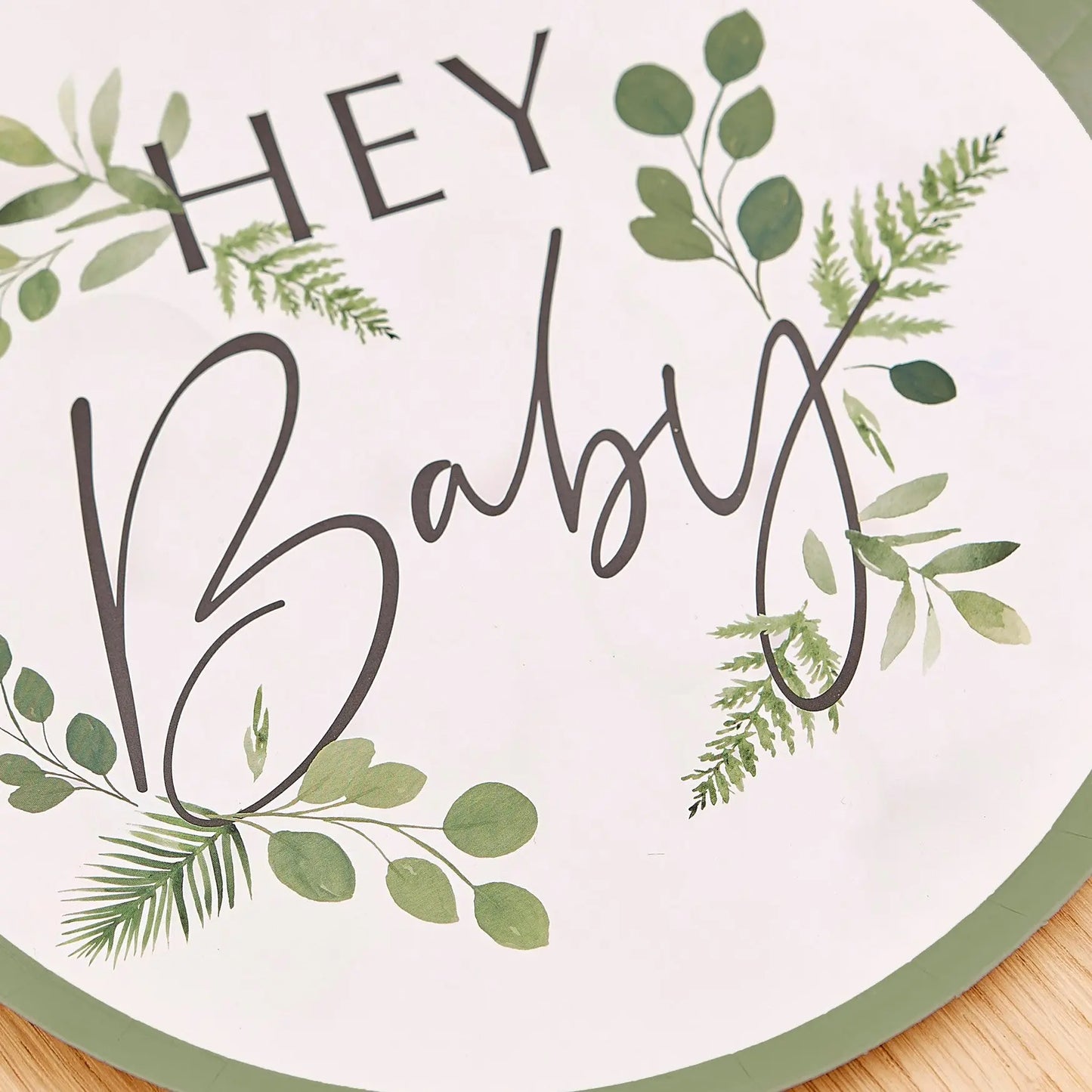 Botanical Hey Baby Shower Plates Ginger Ray