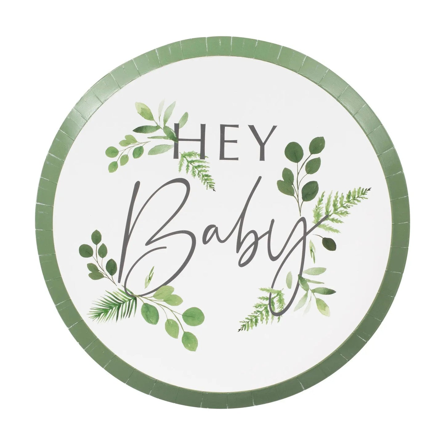 Botanical Hey Baby Shower Plates Ginger Ray