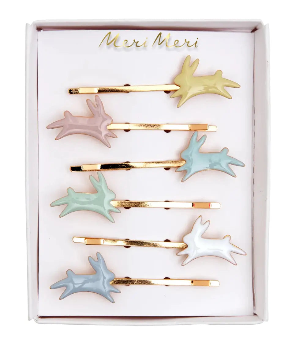 Bunny Enamel Hair Slides (x 6) Meri Meri