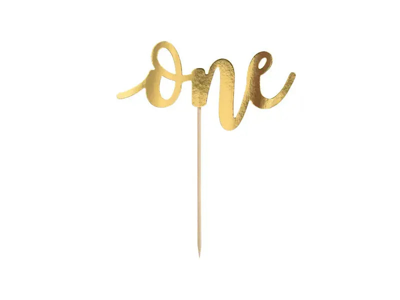 Cake topper One, gold Partydeco