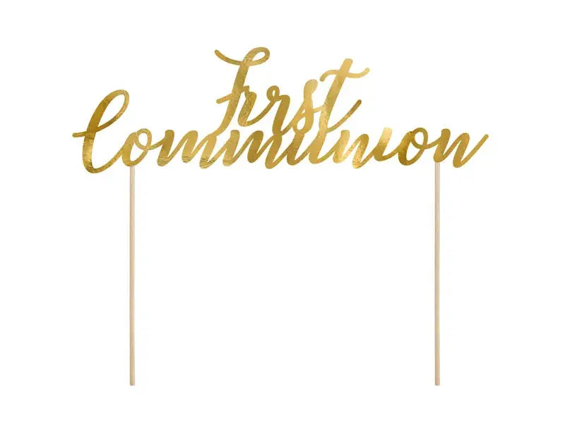 Cake topper first communion, gold Partydeco