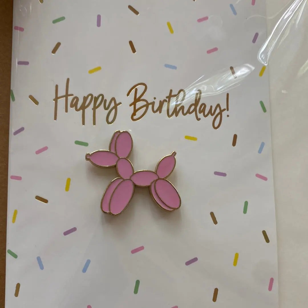 Card with enamel pin balloon dog Partydeco