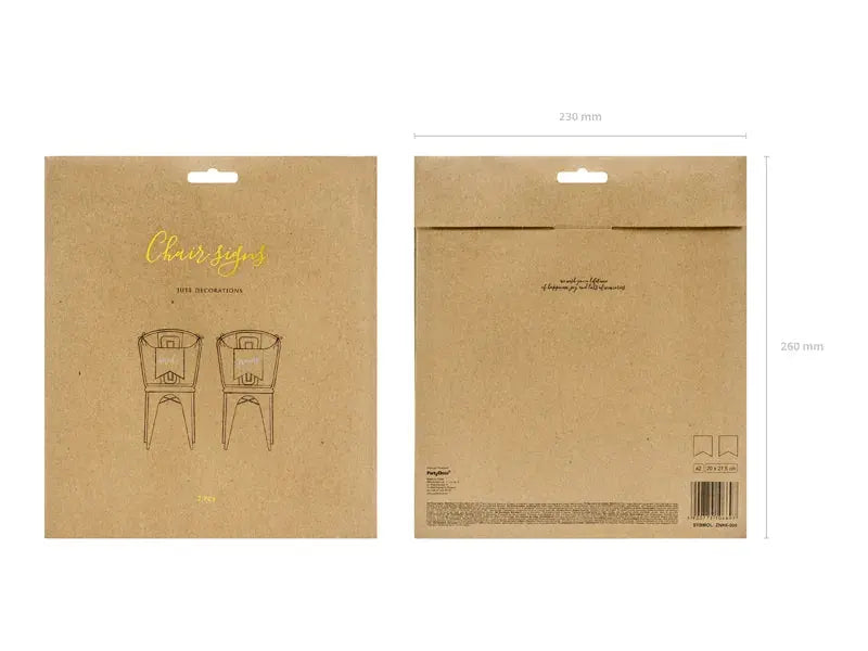 Chair signs bride groom Partydeco