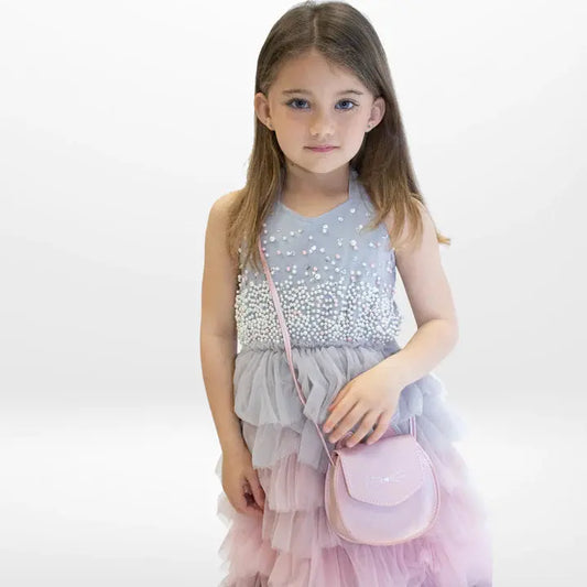 Child's shoulder bag - Leony cat in rose Yuko. B