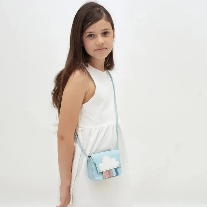 Child's shoulder bag - mini rainbow blue Yuko. B