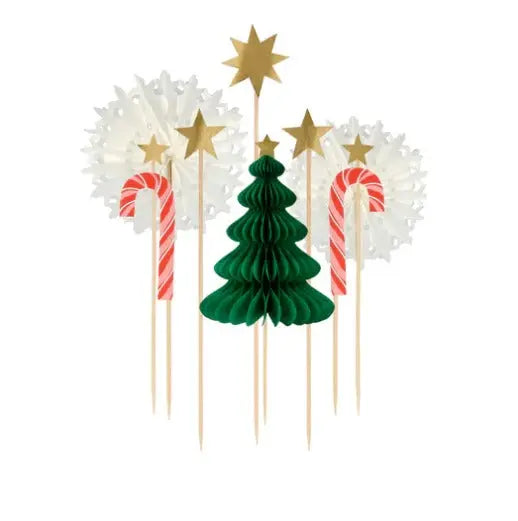 Christmas Honeycomb Cake Topper Set (x 10) Meri Meri