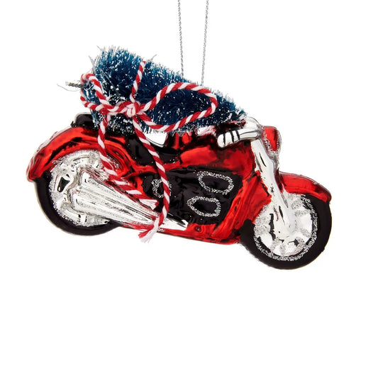 Christmas Tree On Motorcycle Shaped Bauble SASS AND BELLE