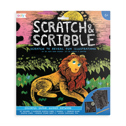 Colorful safari scratch and scribble scratch art kit OOLY