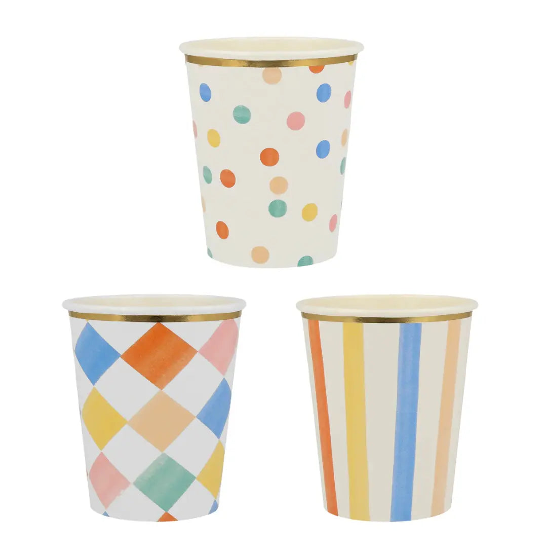Colourful Pattern Cups (x 8) Meri Meri