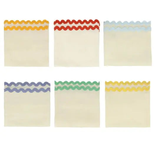 Colourful Ric Rac Fabric Napkins (x 6) Meri Meri
