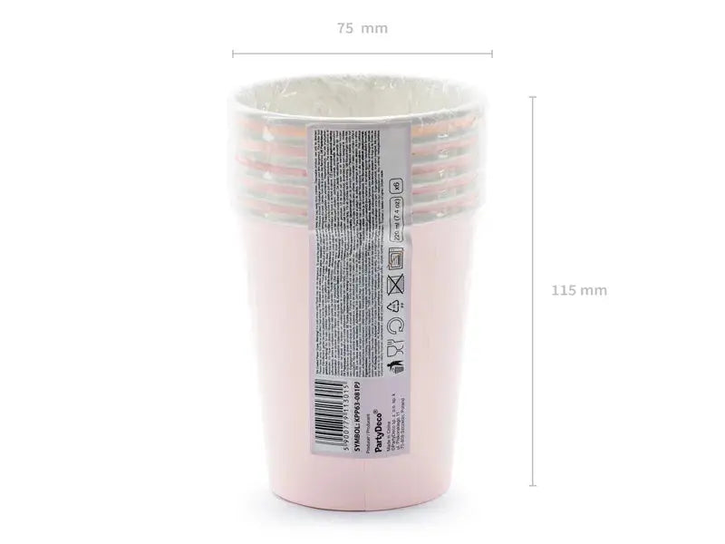 Cups happy birthday, light powder pink Partydeco