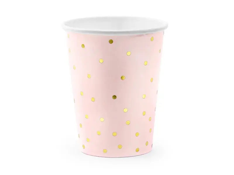 Cups polka dots, light pink & gold Partydeco