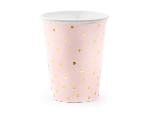 Cups polka dots, light pink & gold Partydeco