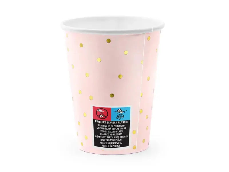 Cups polka dots, light pink & gold Partydeco