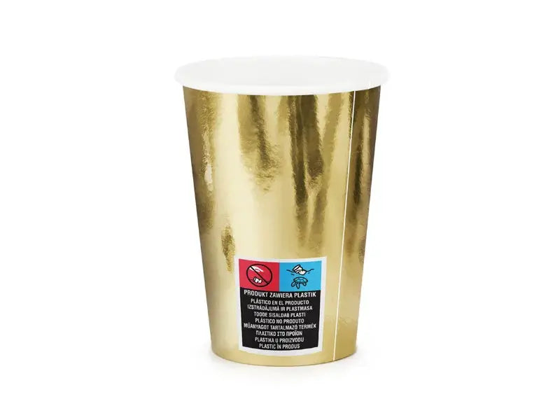 Cups, gold, 220ml Partydeco