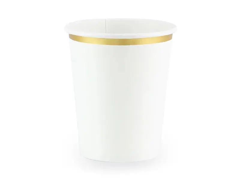 Cups, white & gold Partydeco