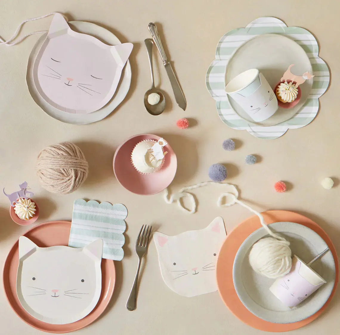 Cute Kitten Plates (x 8) Meri Meri