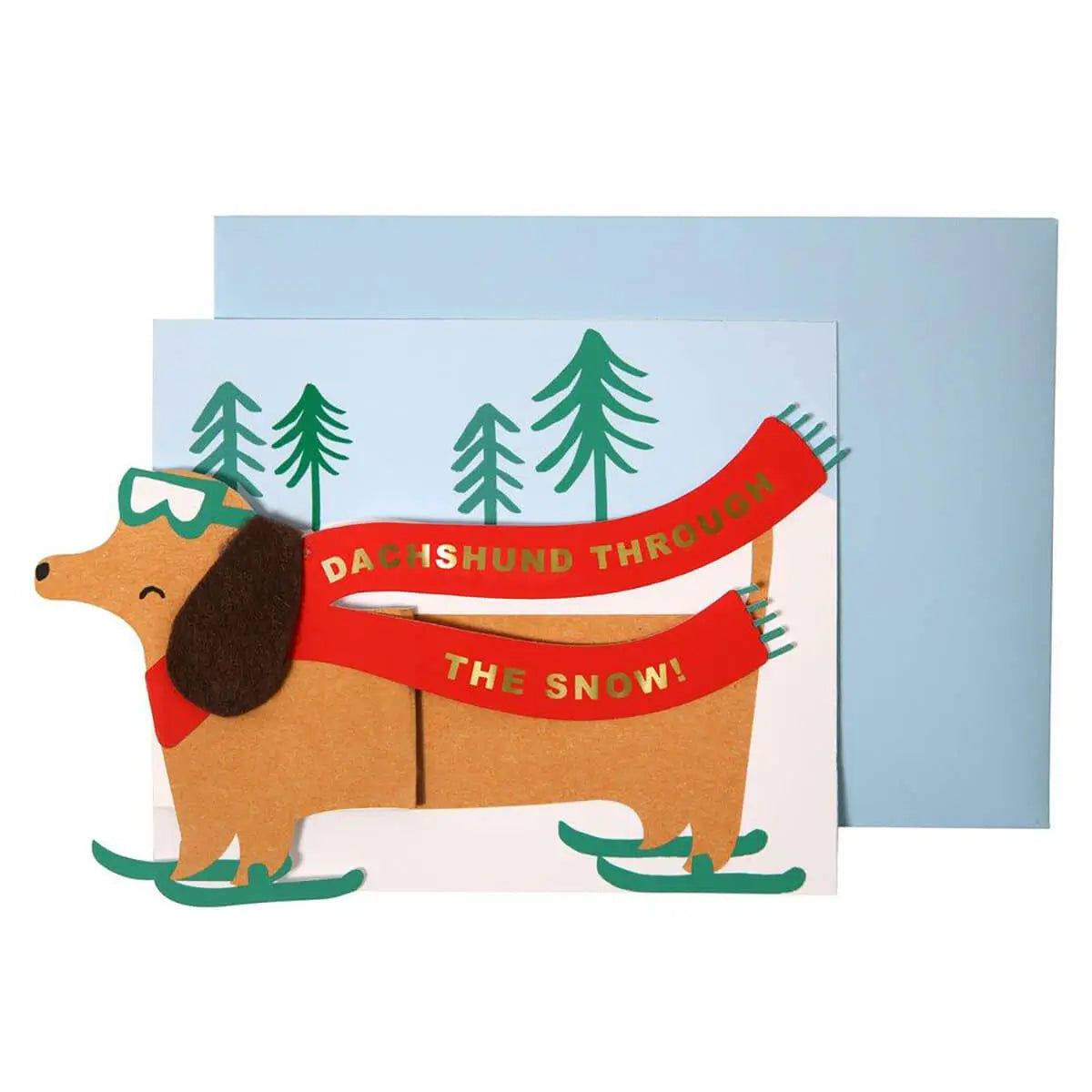 Dachshund Through The Snow Concertina Christmas Greeting Card Meri Meri