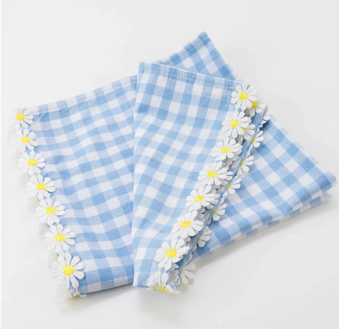 Daisy Edge Gingham Fabric Napkins (x 4) Meri Meri
