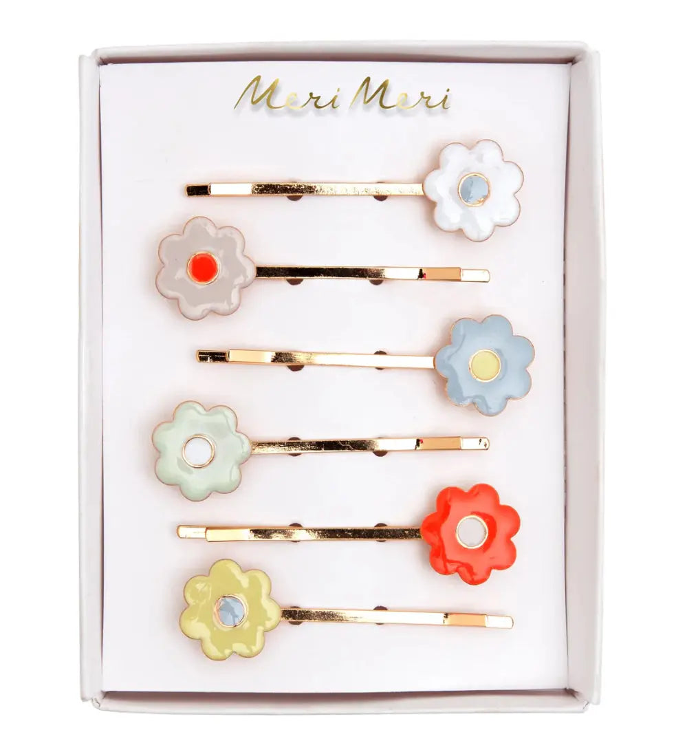 Daisy Enamel Hair Slides (x 6) Meri Meri
