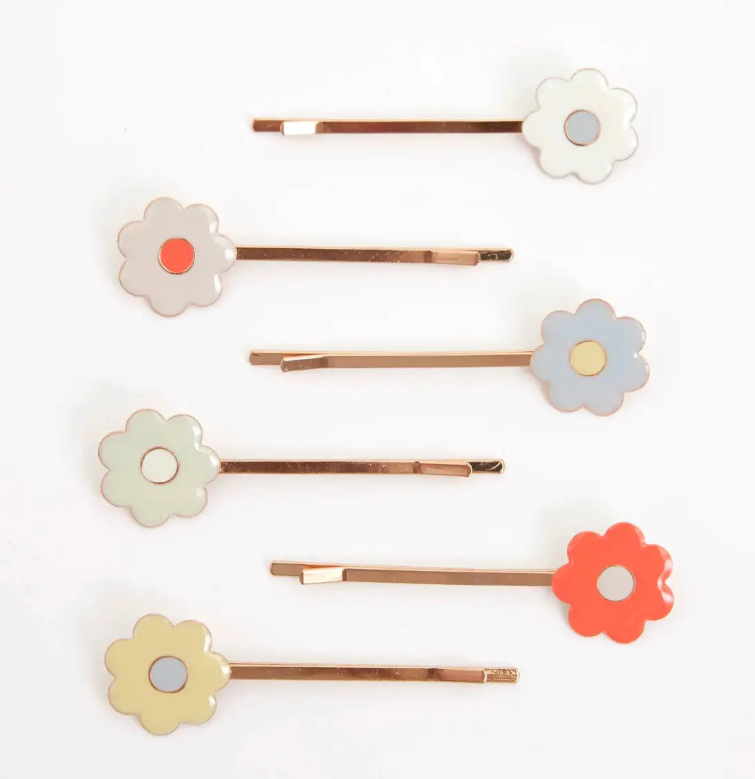 Daisy Enamel Hair Slides (x 6) Meri Meri