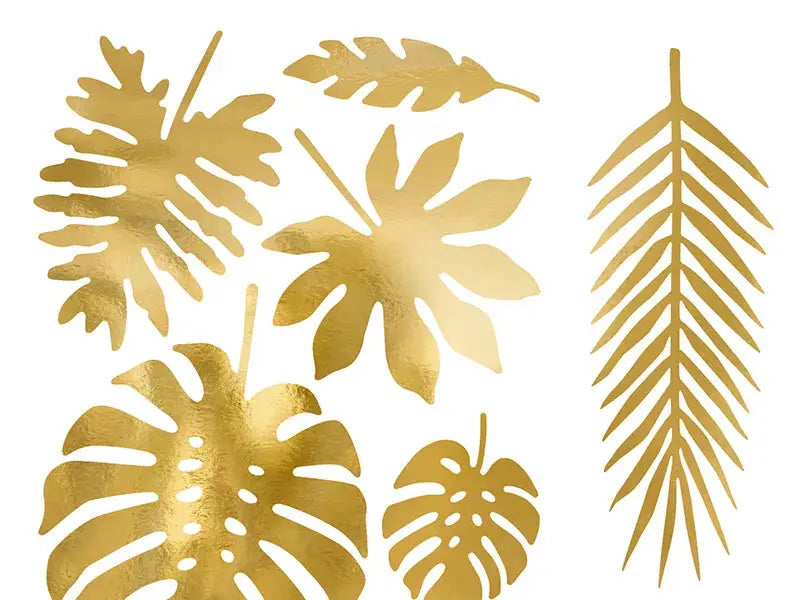 Decorations Aloha - Tropical leaves, gold Partydeco