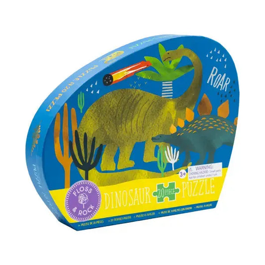 Dino 20pc "Dinosaur" Shaped Jigsaw with Shaped Box Floss and Rock
