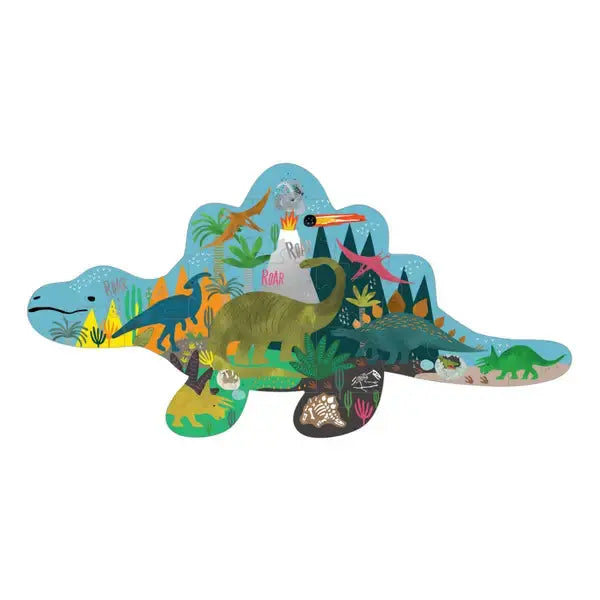 Dino 20pc "Dinosaur" Shaped Jigsaw with Shaped Box Floss and Rock