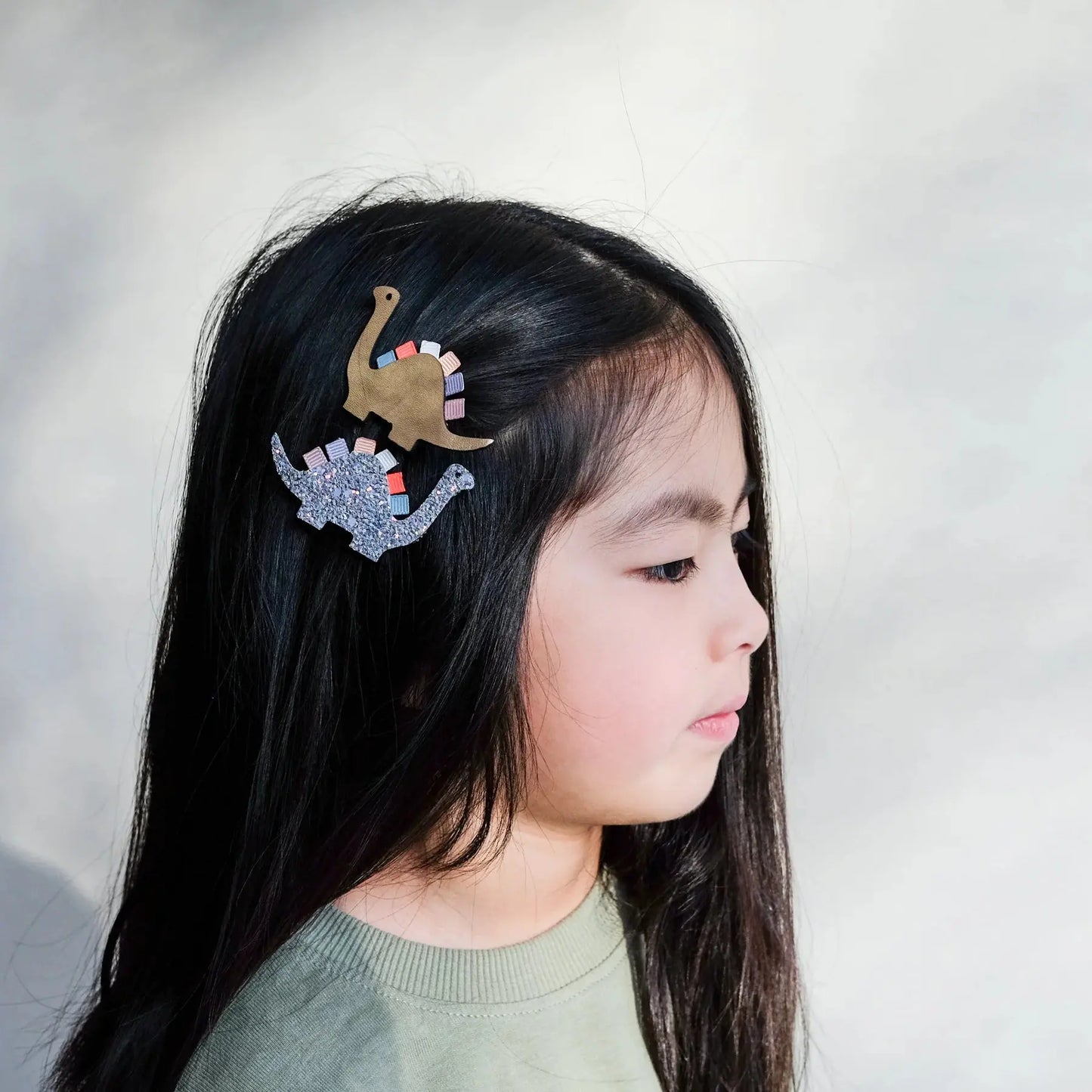 Doodle dino ribbon clips Mimi & Lula