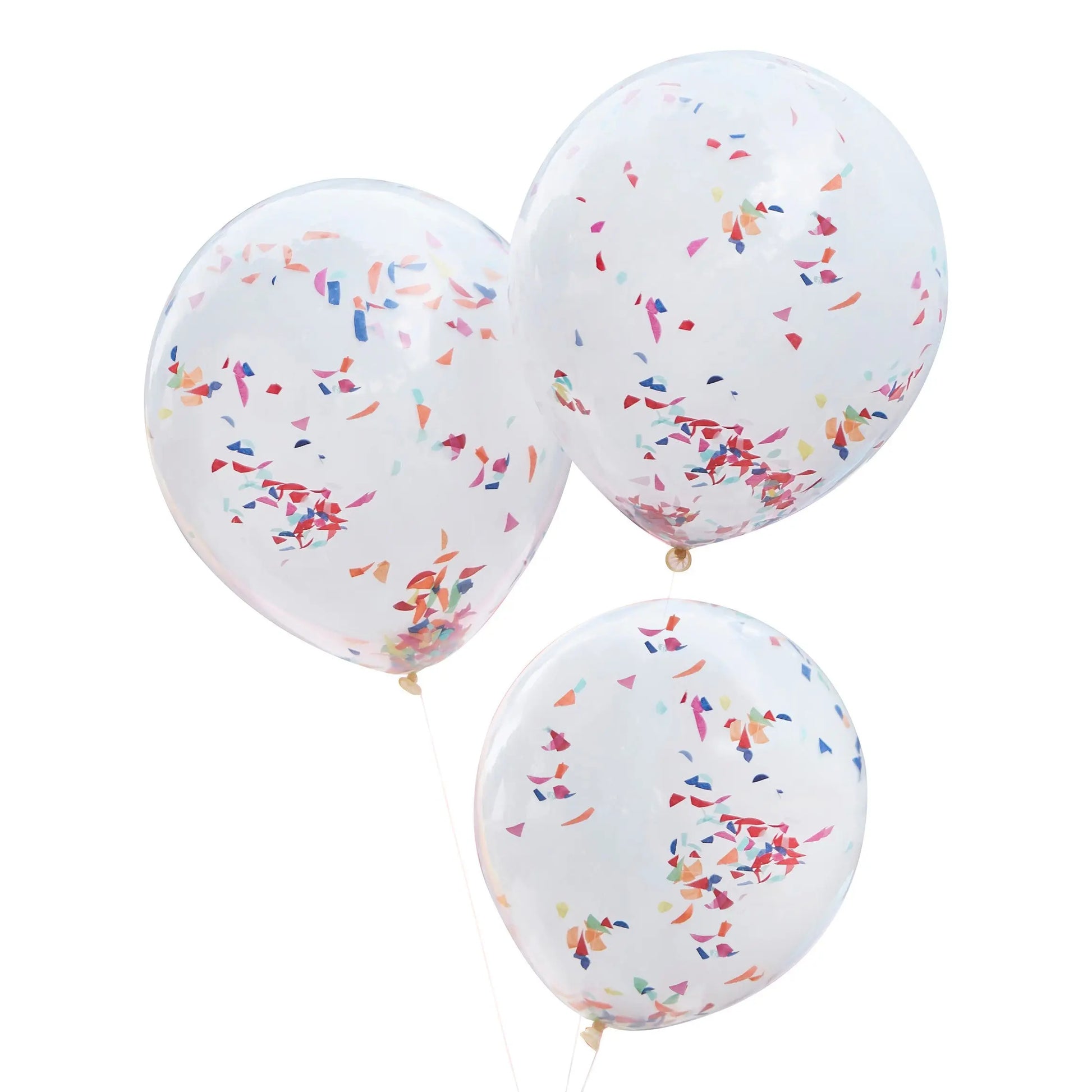 Double Layered White and Rainbow Confetti Balloon Bundle Ginger Ray