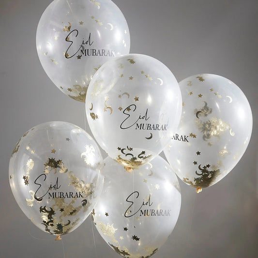 Eid Mubarak Moon & Star Confetti Eid Balloon Bundle Ginger Ray