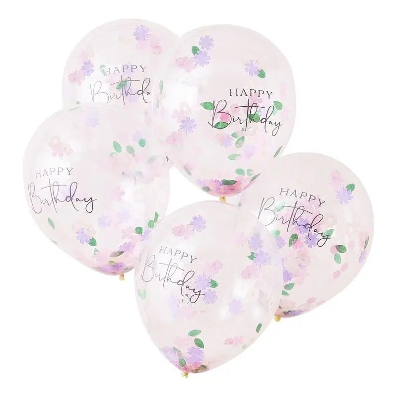 FLORAL CONFETTI HAPPY BIRTHDAY BALLOONS Ginger Ray