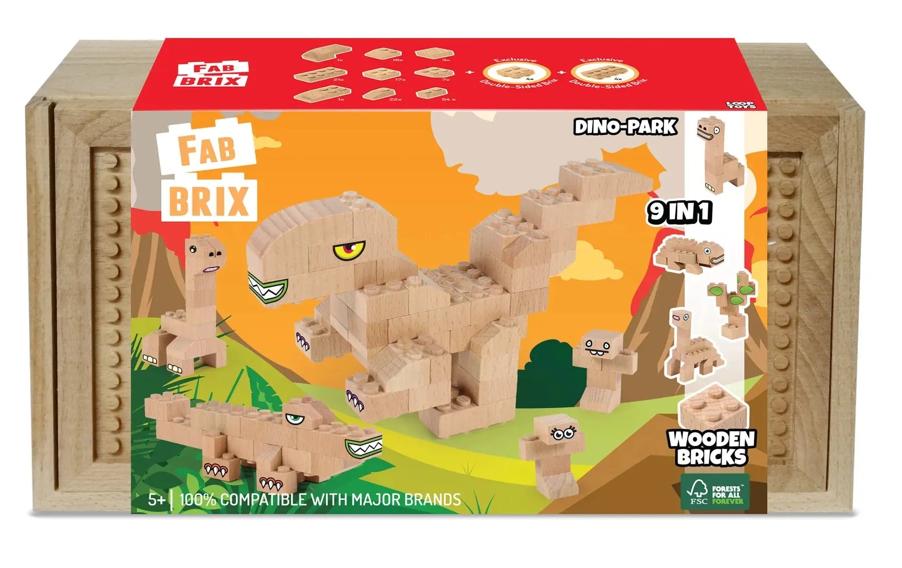 FabBrix - Dino Park (compatible wooden building block set) Open Bricks Source