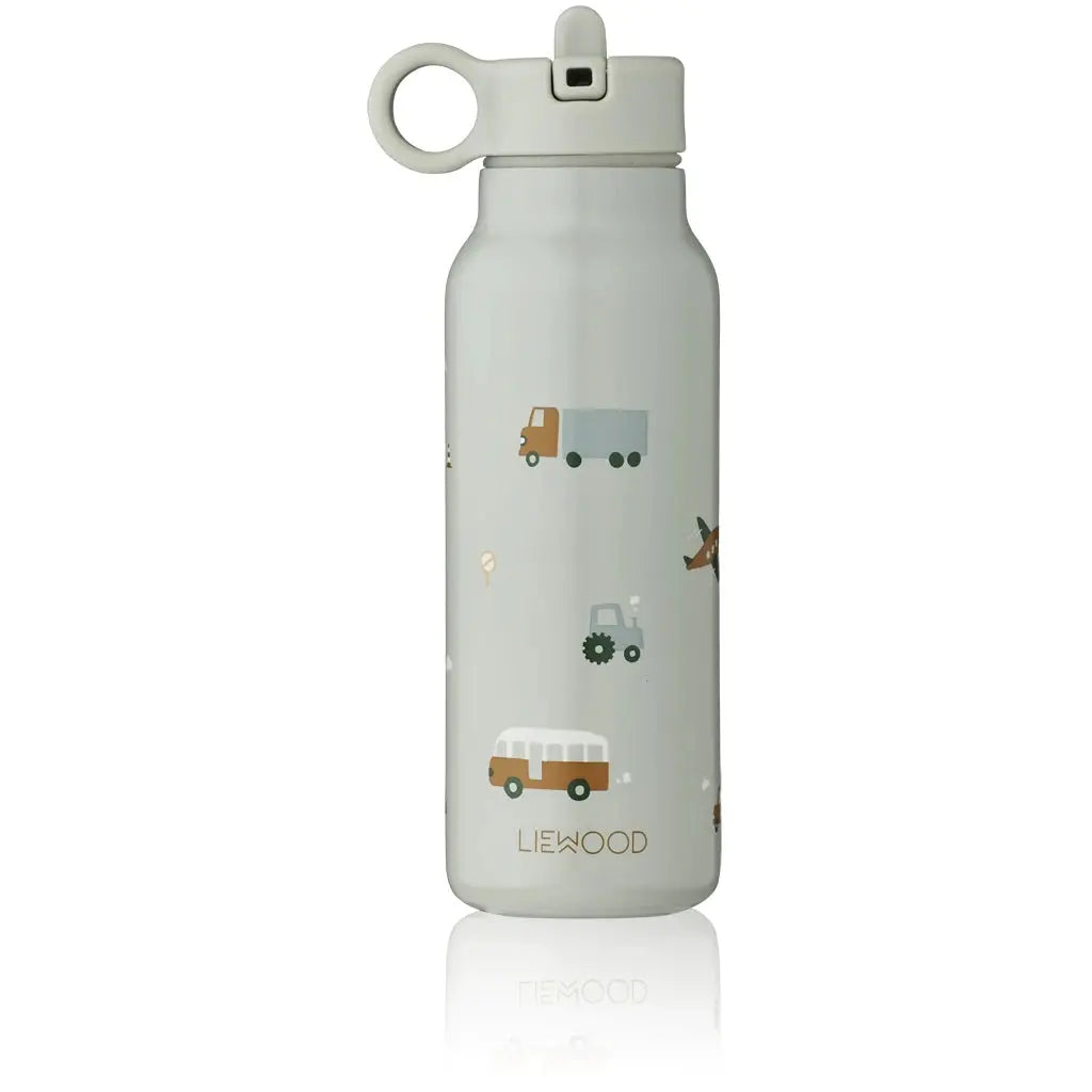 Falk water bottle 350 ml - Vehicles/dove blue mix LieWood