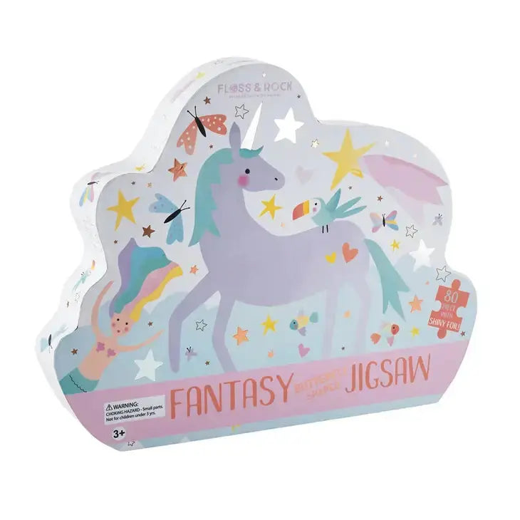 Fantasy 80pc " Butterfly" Shaped Jigsaw with Shaped Box Floss and Rock