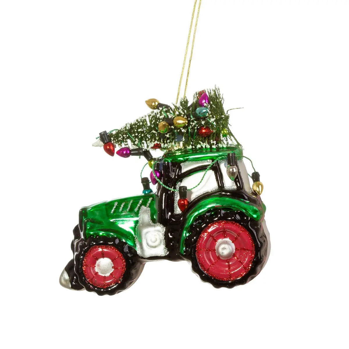Festive Tractor Shaped Bauble Green SASS AND BELLE
