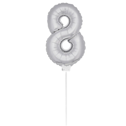 Figure Balloon XS Silver Number 8 - 36cm Folat