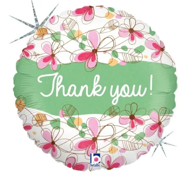 Floral Thank You FOIL BALLOON Betallic