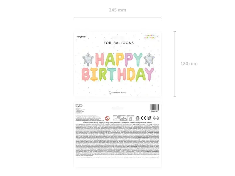 Foil Balloon Happy Birthday pastel Partydeco