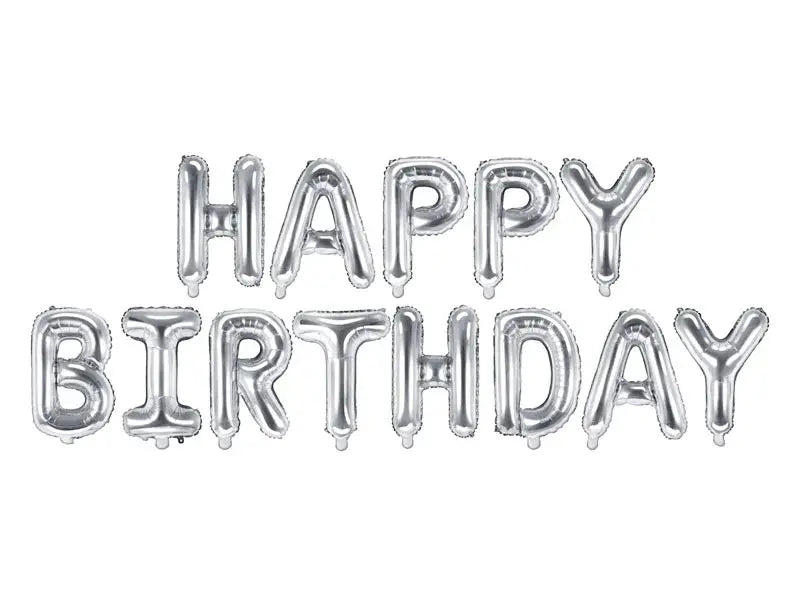 Foil Balloon Happy Birthday silver Partydeco