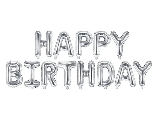 Foil Balloon Happy Birthday silver Partydeco