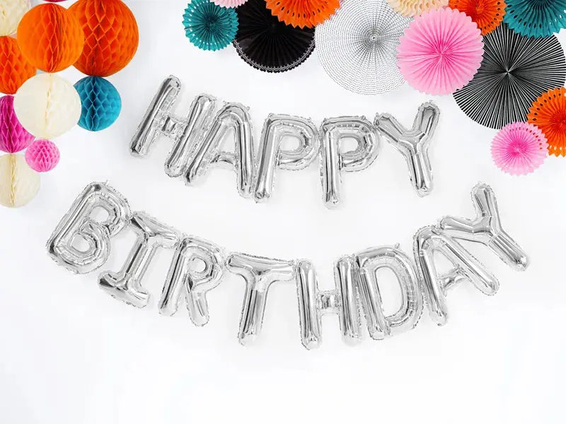 Foil Balloon Happy Birthday silver Partydeco