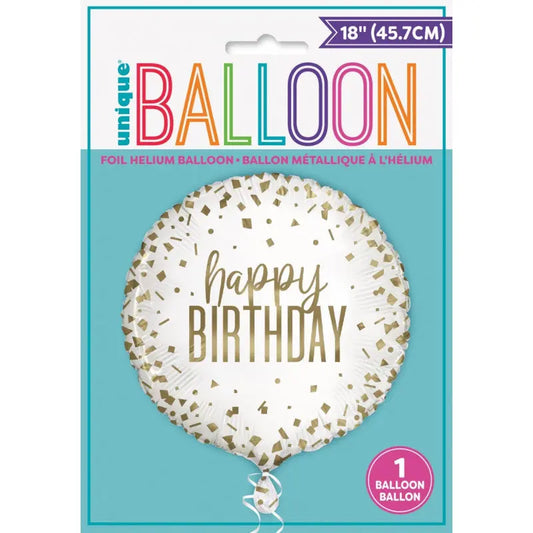 Foil balloon 45 cm Happy Birthday Gold confetti cotillons Alsace