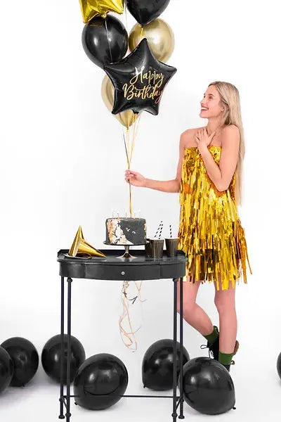 Foil balloon Happy Birthday black Partydeco
