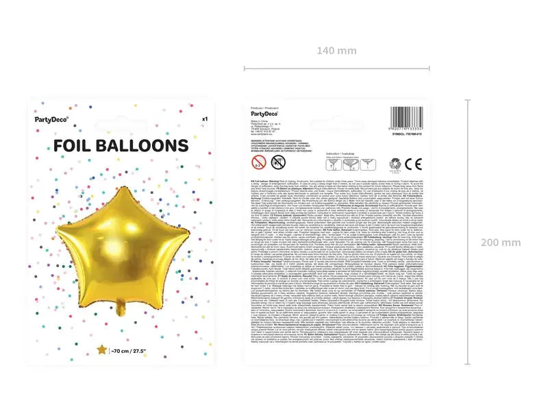 Foil balloon Star gold Partydeco